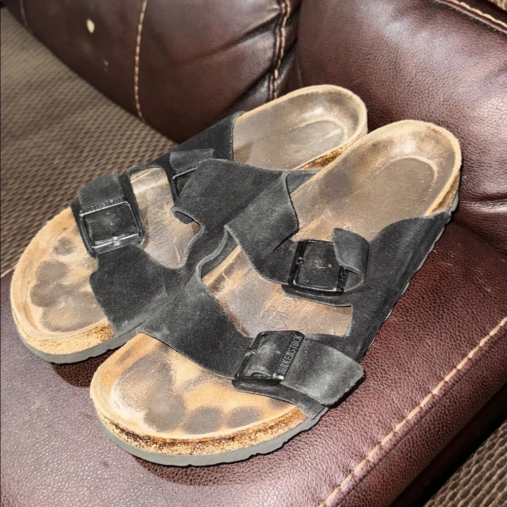 Birkenstock Men's Black Suede Dual Strap Sandals
